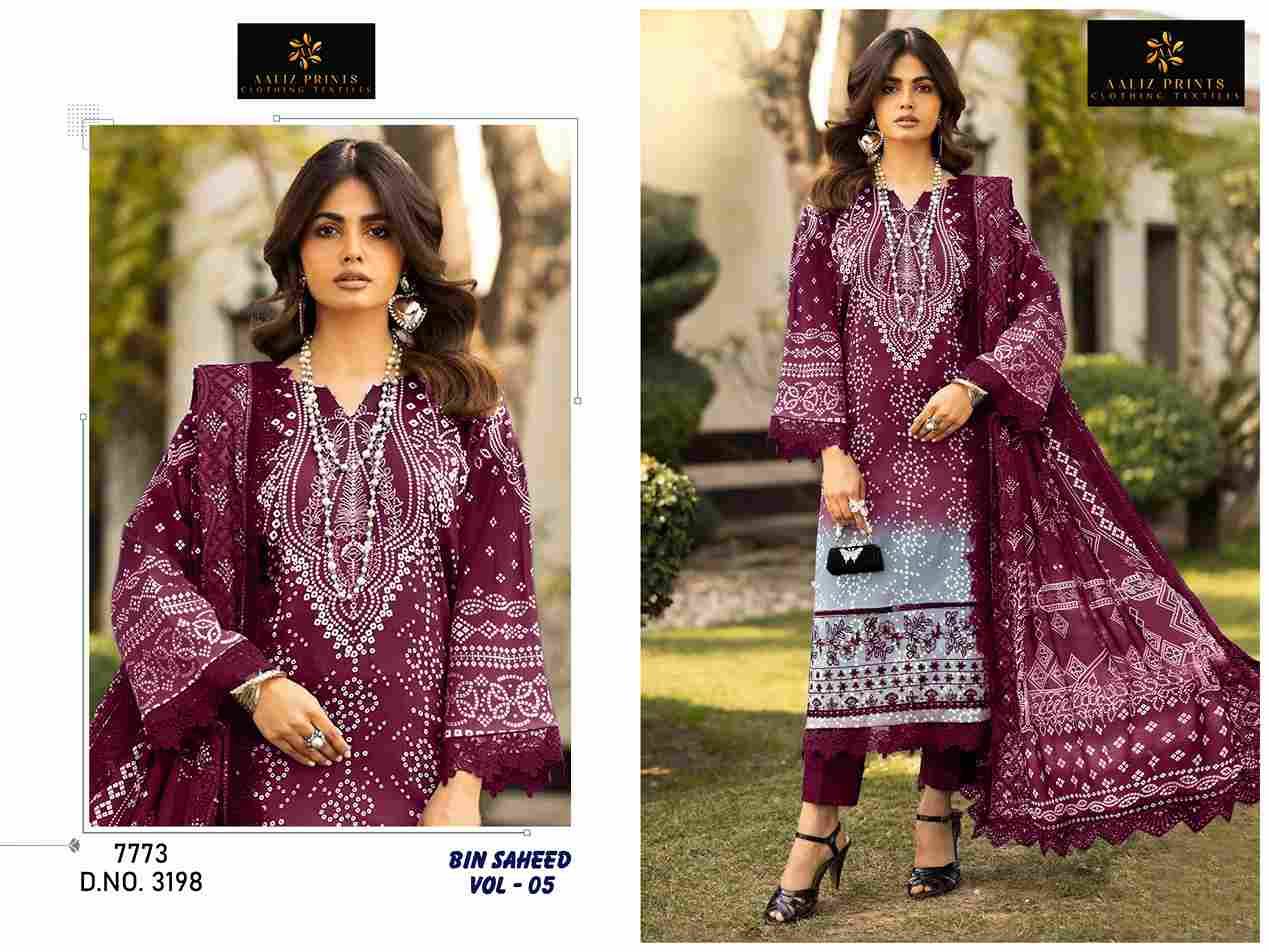 Bin Saheed Vol-5 By Aaliz Prints 3194 To 3199 Series Beautiful Festive Pakistani Suits Stylish Fancy Colorful Casual Wear & Ethnic Wear Soft Cotton Digital Print Dresses At Wholesale Price