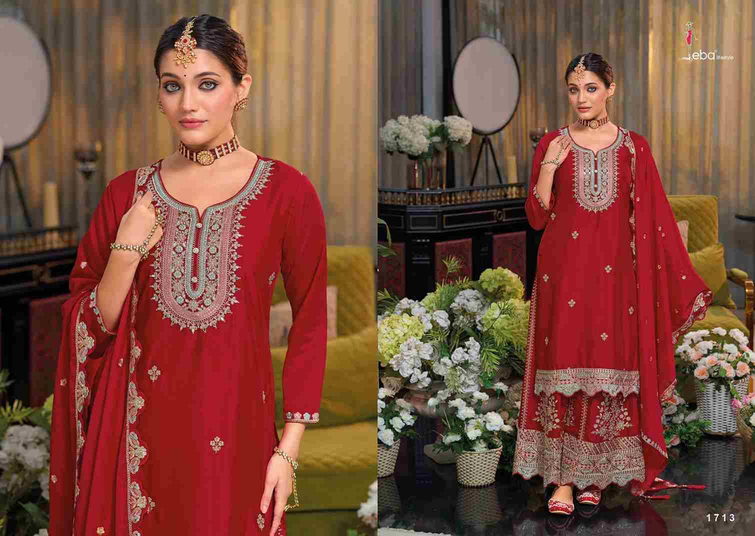 Safroon Vol-4 By Eba Lifestyle 1711 To 1713 Series Beautiful Festive Suits Colorful Stylish Fancy Casual Wear & Ethnic Wear Chinnon Embroidery Dresses At Wholesale Price