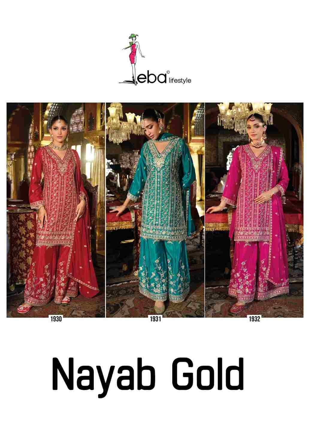 Nayab Gold By Eba Lifestyle 1930 To 1932 Series Beautiful Festive Suits Colorful Stylish Fancy Casual Wear & Ethnic Wear Heavy Chinnon Embroidery Dresses At Wholesale Price