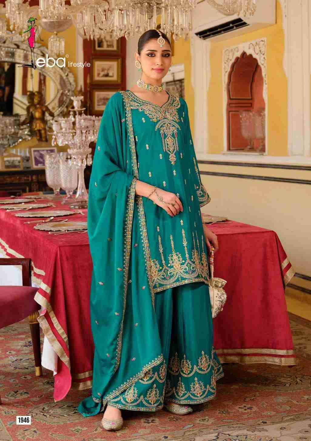 Chhavi By Eba Lifestyle 1845 To 1847 Series Beautiful Festive Suits Colorful Stylish Fancy Casual Wear & Ethnic Wear Chinnon Embroidery Dresses At Wholesale Price