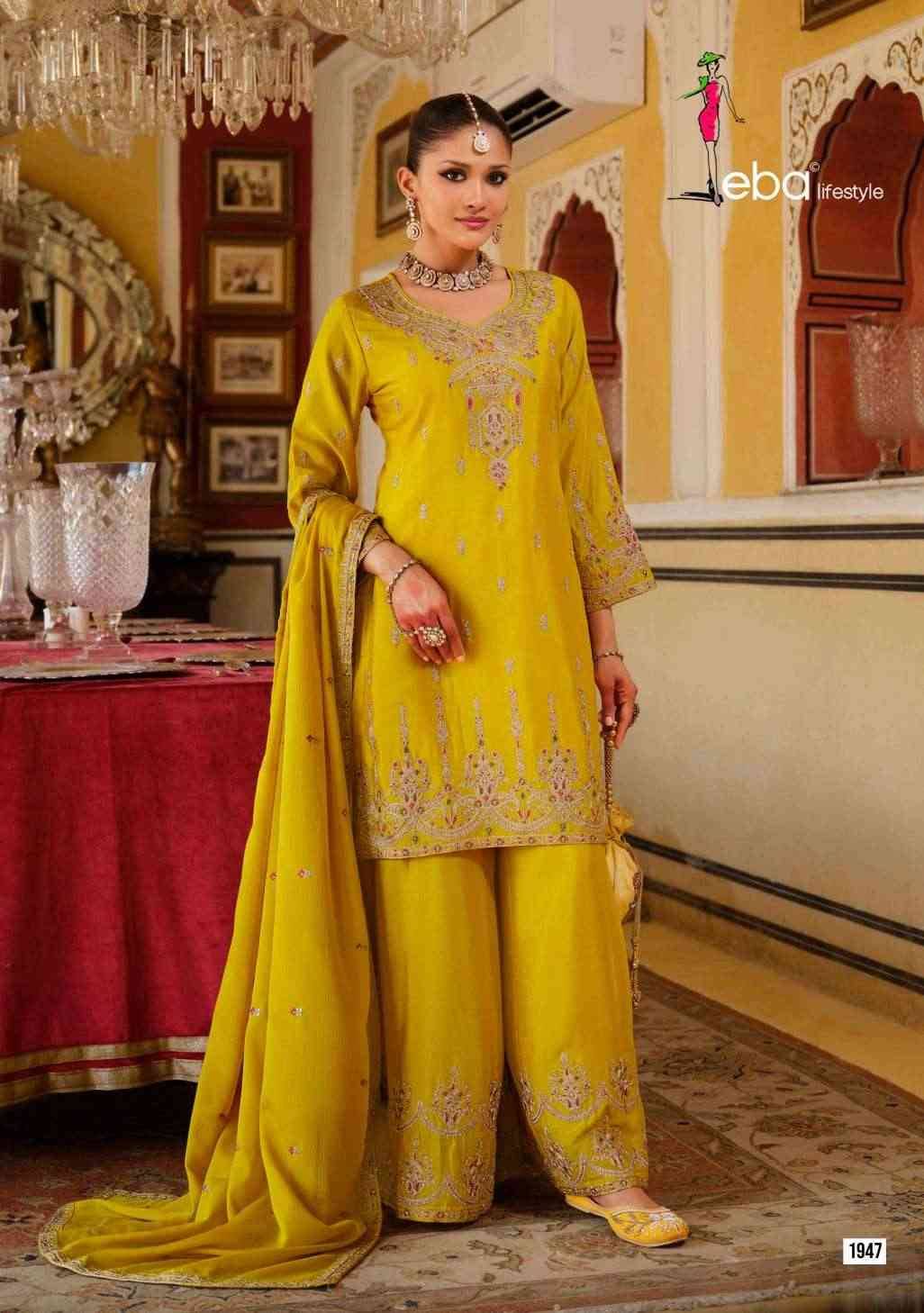 Chhavi By Eba Lifestyle 1845 To 1847 Series Beautiful Festive Suits Colorful Stylish Fancy Casual Wear & Ethnic Wear Chinnon Embroidery Dresses At Wholesale Price