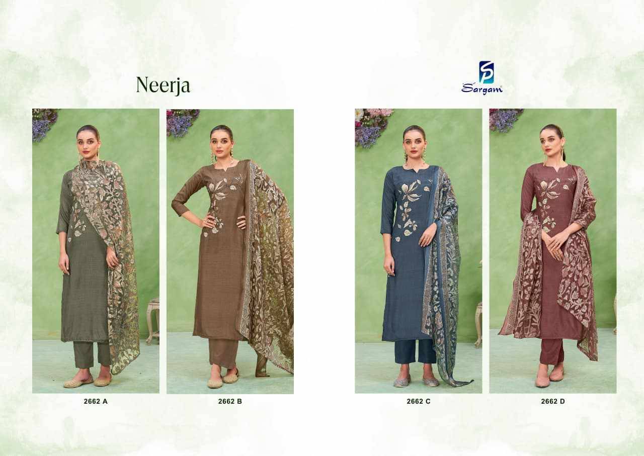 Neerja By Sargam Prints 2662-A To 2662-D Series Beautiful Festive Suits Stylish Fancy Colorful Casual Wear & Ethnic Wear Pure Modal Muslin Print Dresses At Wholesale Price