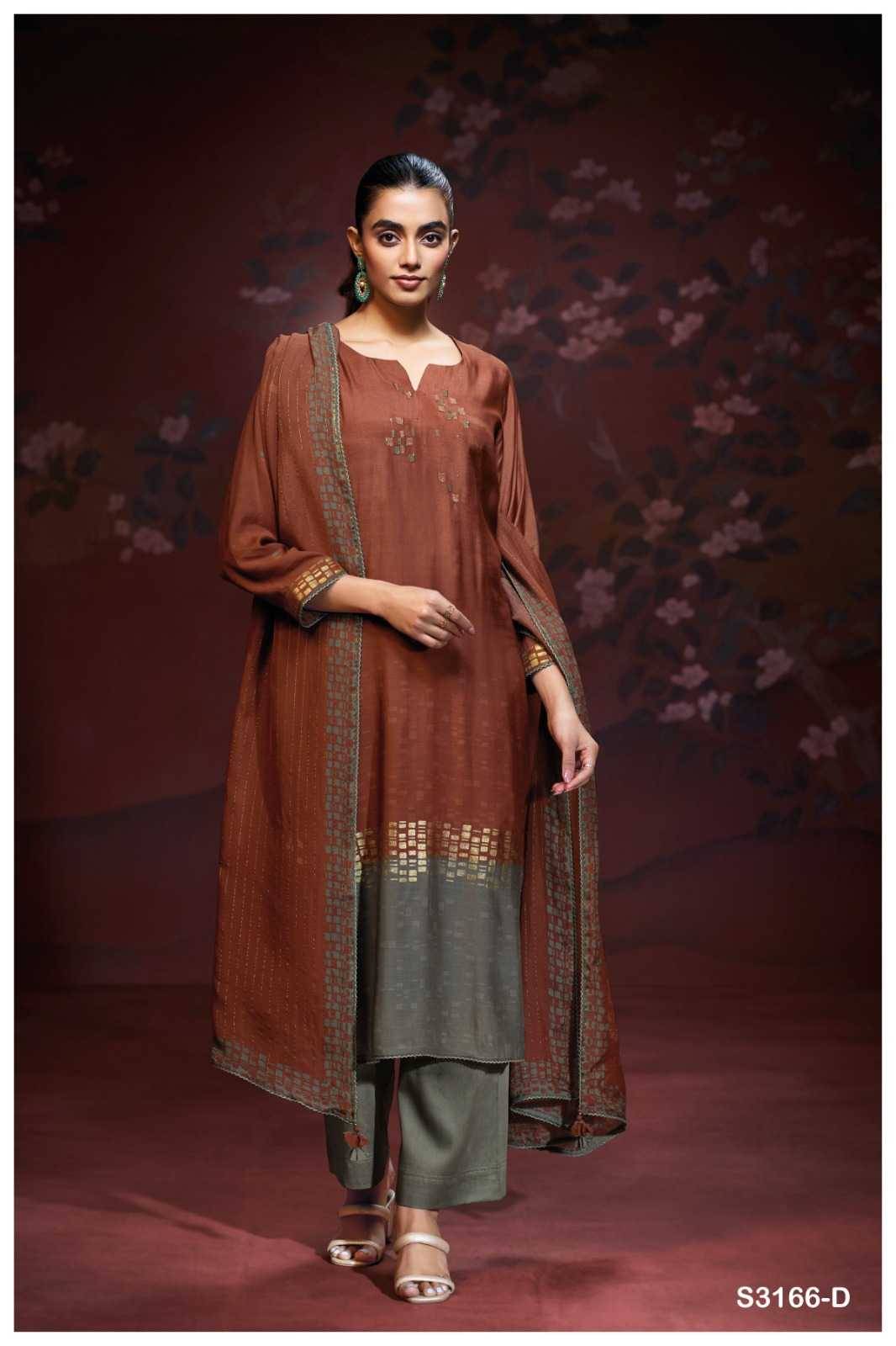 Adhitri-3166 By Ganga Fashion 3166-A To 3166-D Series Beautiful Festive Suits Colorful Stylish Fancy Casual Wear & Ethnic Wear Pure Bemberg Silk Dresses At Wholesale Price