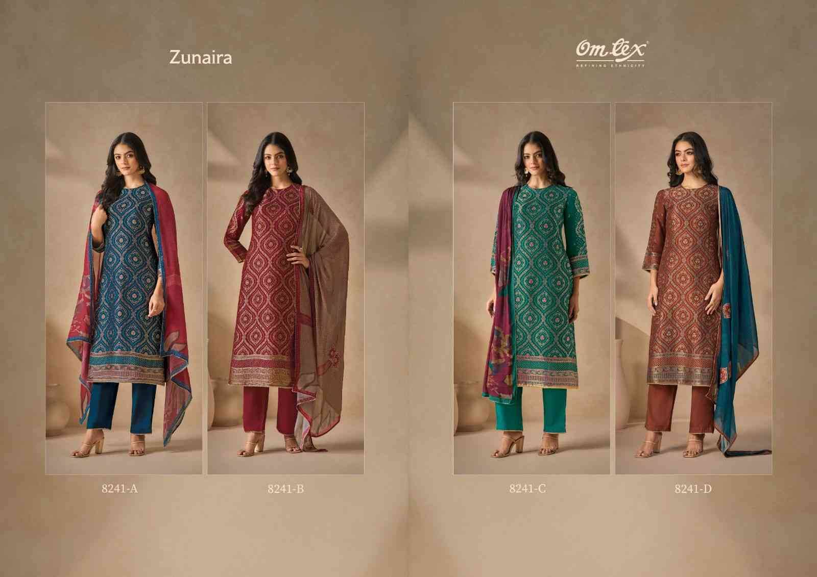 Zunaira By Om Tex 8241-A To 8241-D Series Beautiful Festive Suits Colorful Stylish Fancy Casual Wear & Ethnic Wear Silk Jacquard Dresses At Wholesale Price