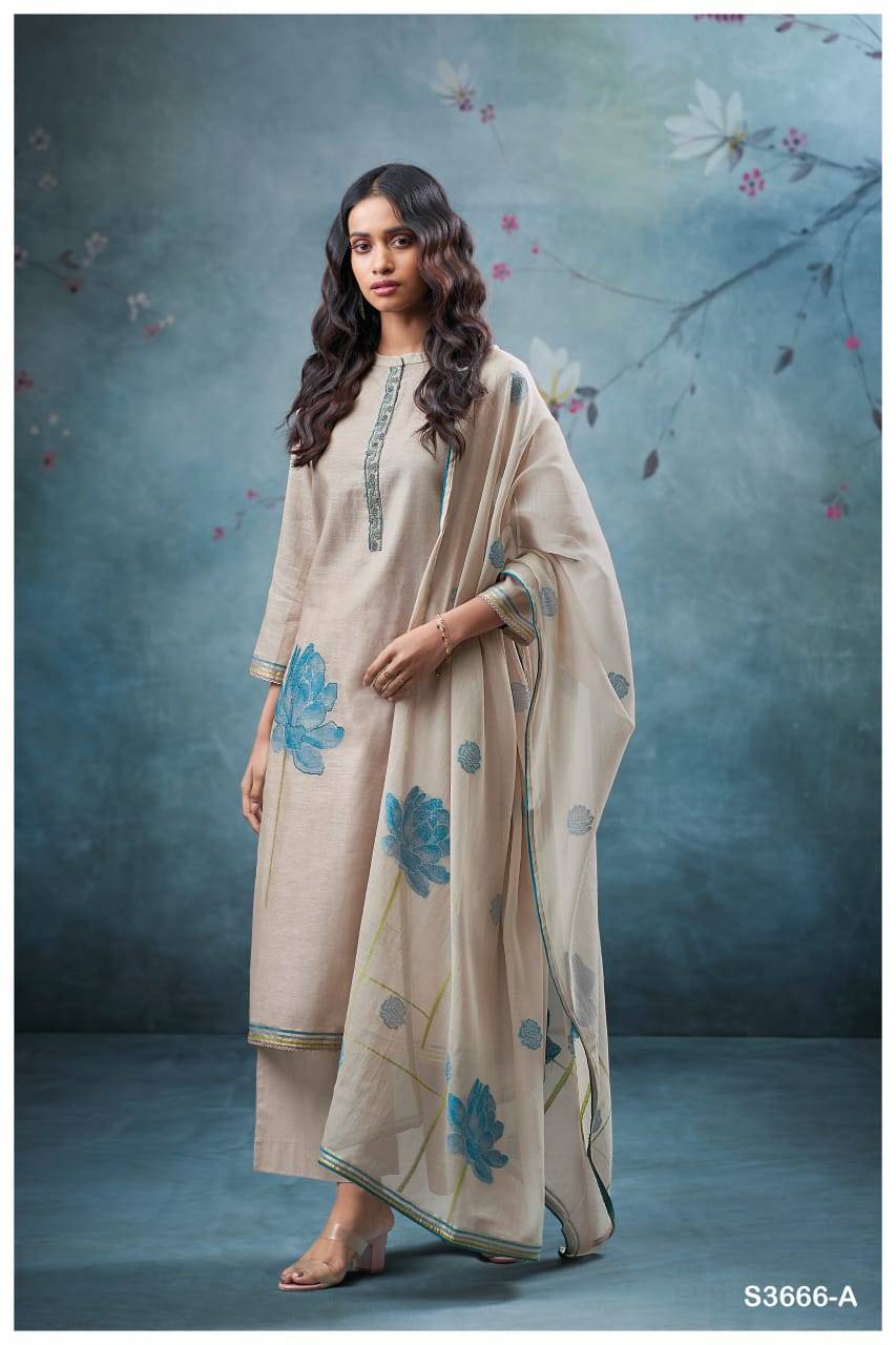 Reva-3666 By Ganga Fashion 3666-A To 3666-D Series Beautiful Festive Suits Colorful Stylish Fancy Casual Wear & Ethnic Wear Pure Chanderi Jacquard Dresses At Wholesale Price