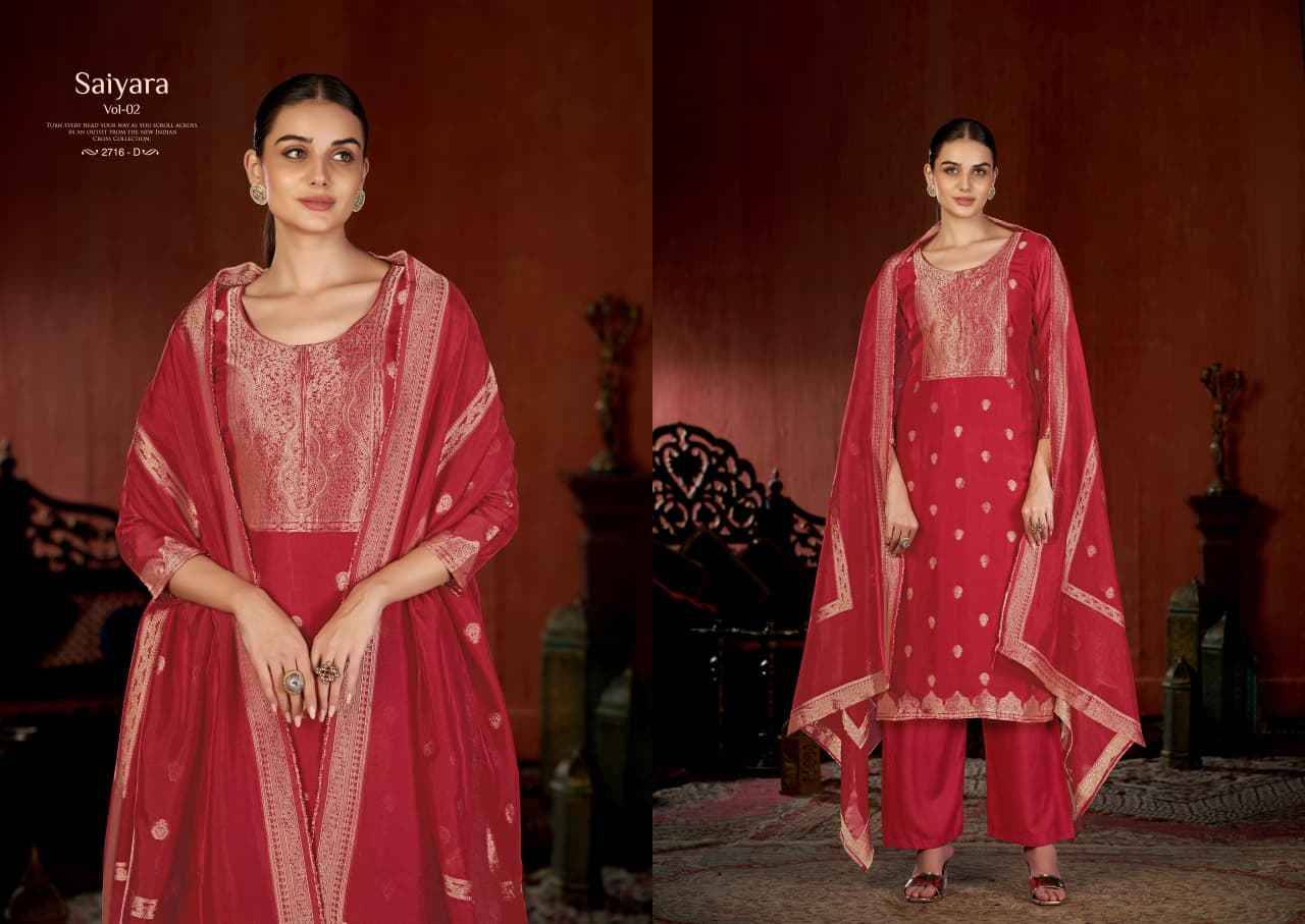 Saiyara Vol-2 By Sargam Prints 2716-A To 2716-D Series Beautiful Festive Suits Stylish Fancy Colorful Casual Wear & Ethnic Wear Pure Viscose Silk Jacquard Dresses At Wholesale Price