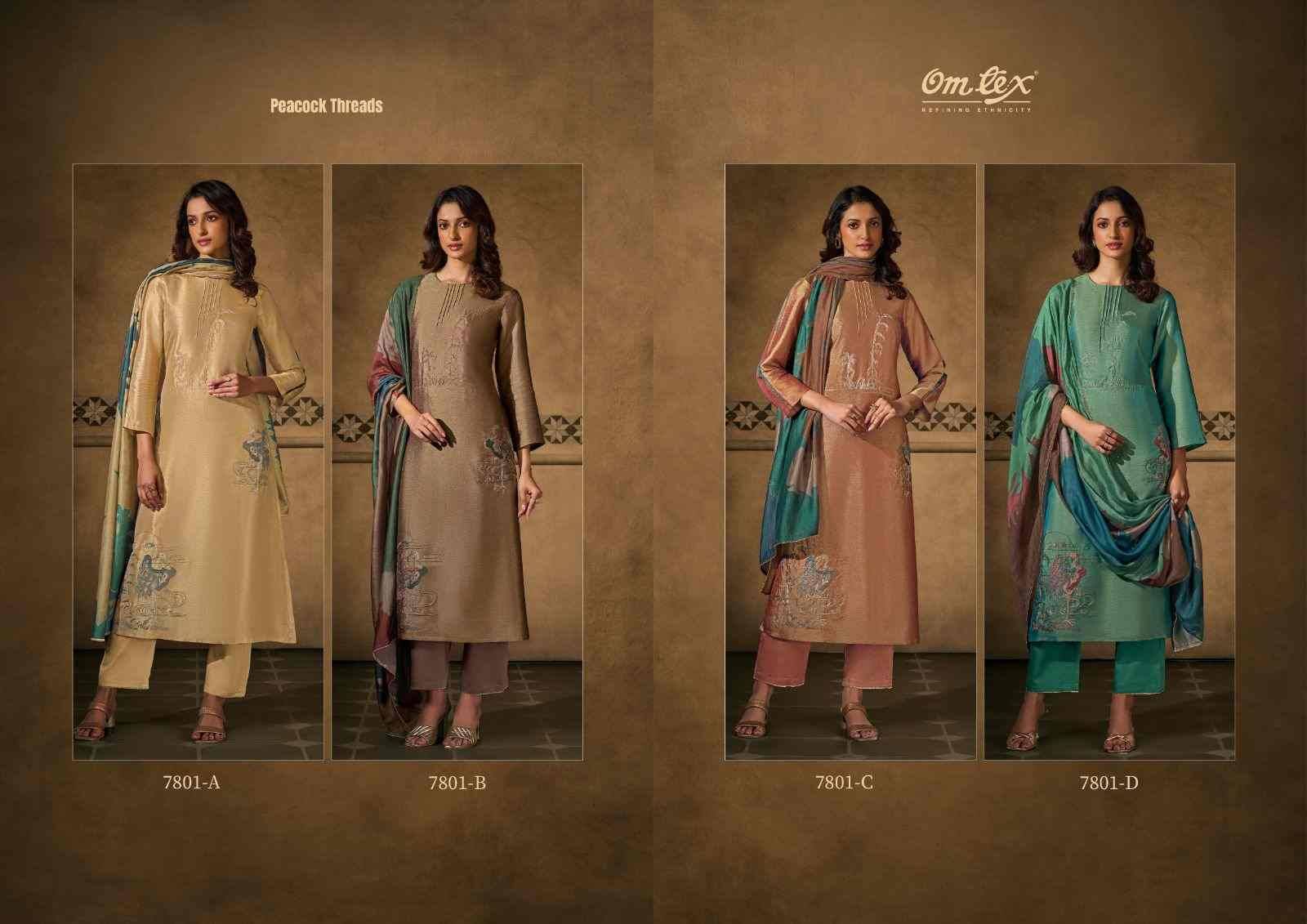 Peacock Threads By Om Tex 7801-A To 7801-D Series Beautiful Festive Suits Colorful Stylish Fancy Casual Wear & Ethnic Wear Silk Print Dresses At Wholesale Price