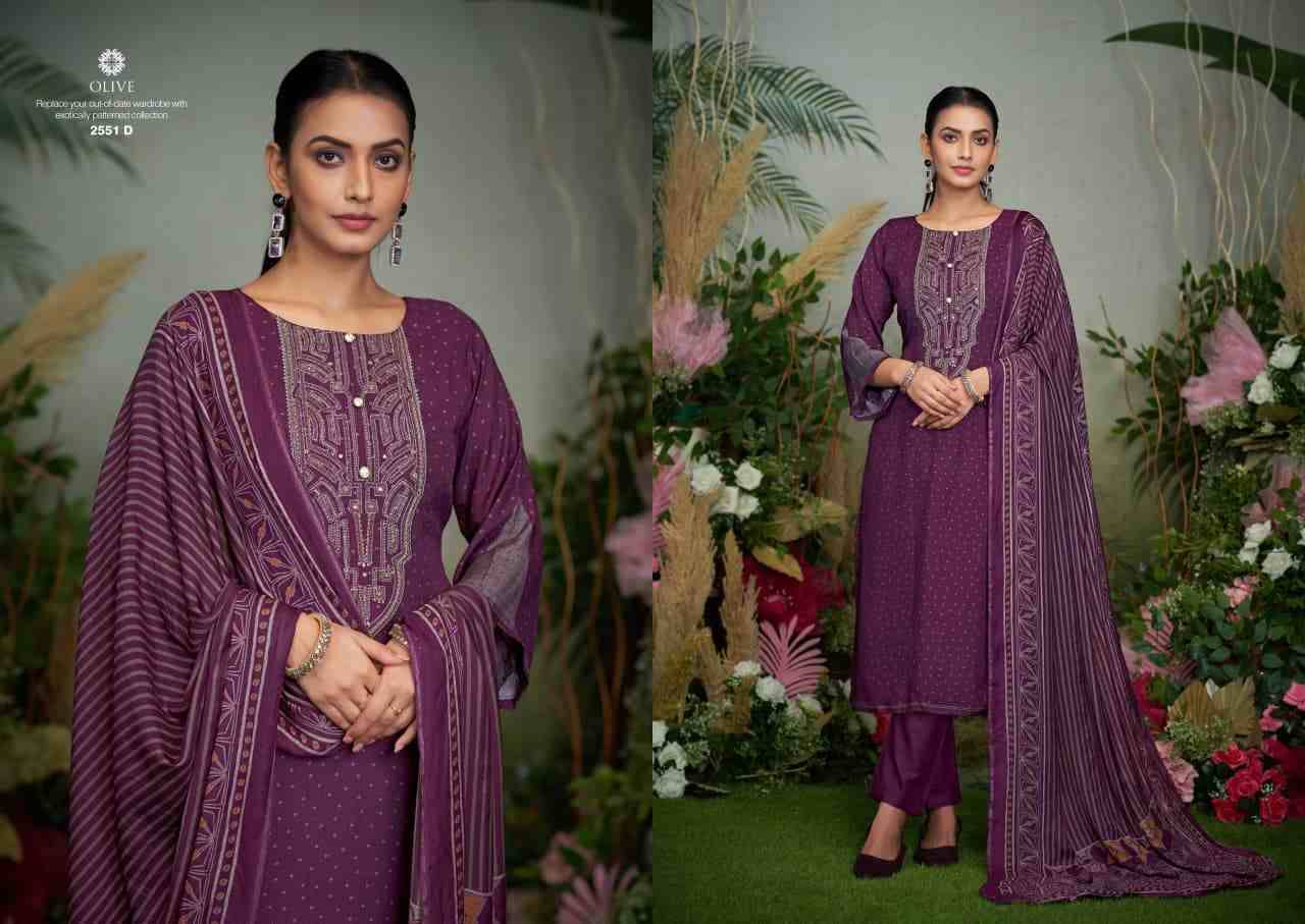 Olive By Sargam Prints 2551-A To 2551-D Series Beautiful Festive Suits Stylish Fancy Colorful Casual Wear & Ethnic Wear Pure Bemberg Muslin Print Dresses At Wholesale Price