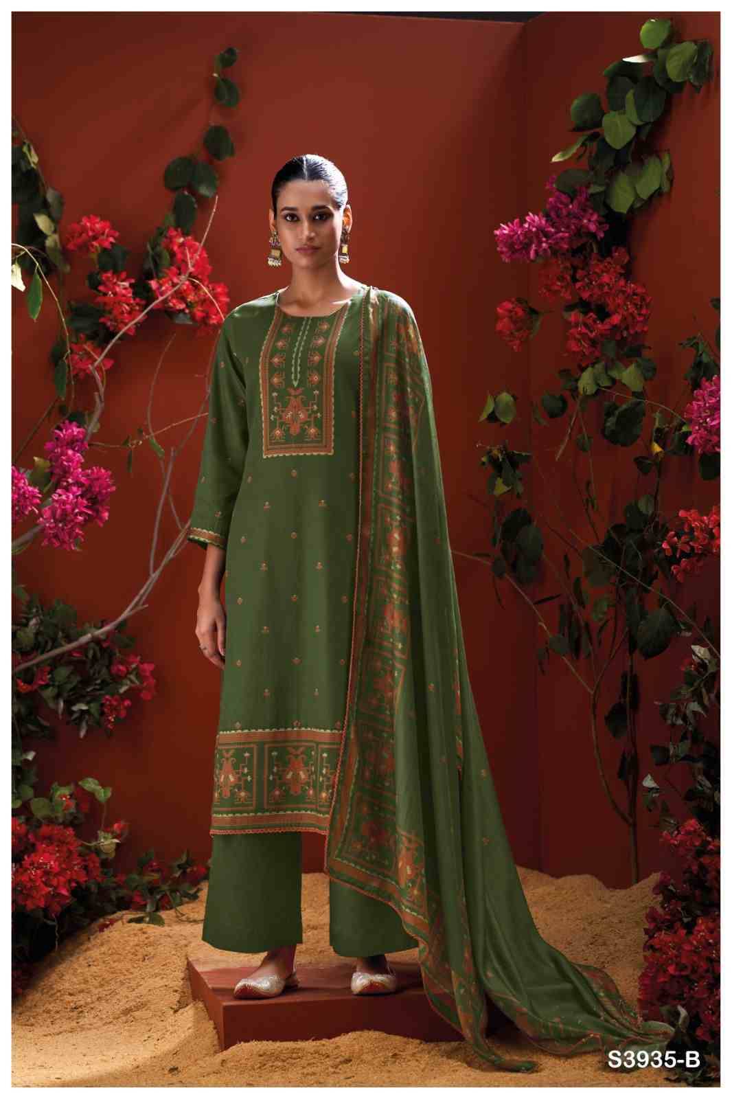 Naadia-3935 By Ganga Fashion 3935-A To 3935-D Series Beautiful Festive Suits Colorful Stylish Fancy Casual Wear & Ethnic Wear Pure Cotton Satin Dresses At Wholesale Price