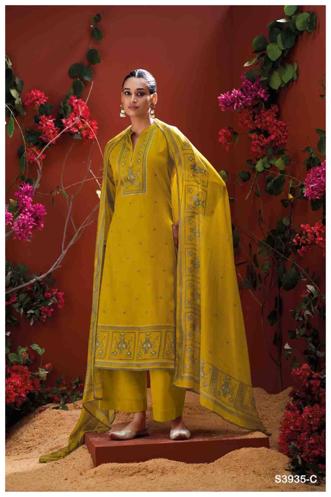 Naadia-3935 By Ganga Fashion 3935-A To 3935-D Series Beautiful Festive Suits Colorful Stylish Fancy Casual Wear & Ethnic Wear Pure Cotton Satin Dresses At Wholesale Price