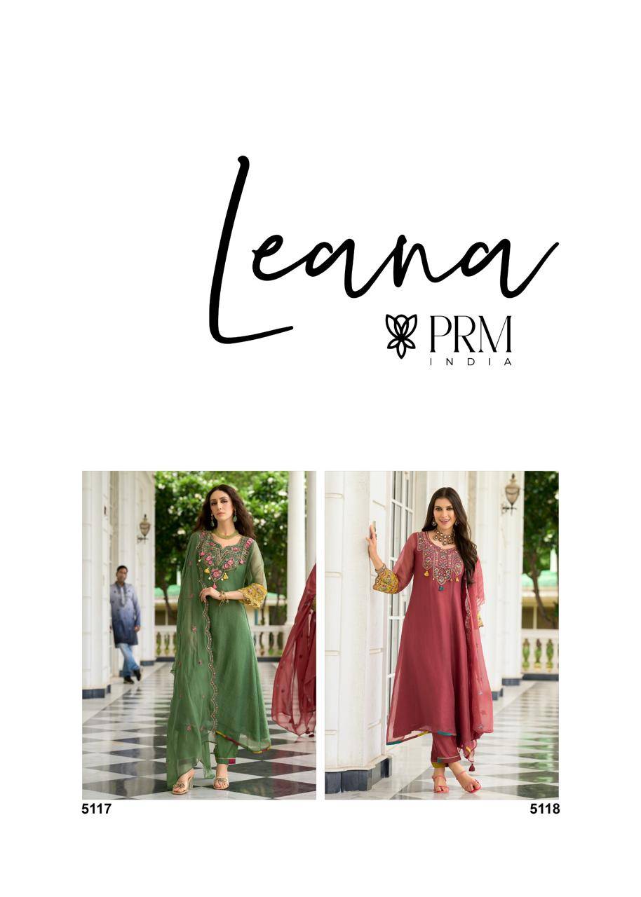 Leana By PRM Trendz 5113 To 5118 Series Beautiful Festive Suits Colorful Stylish Fancy Casual Wear & Ethnic Wear Organza Dresses At Wholesale Price