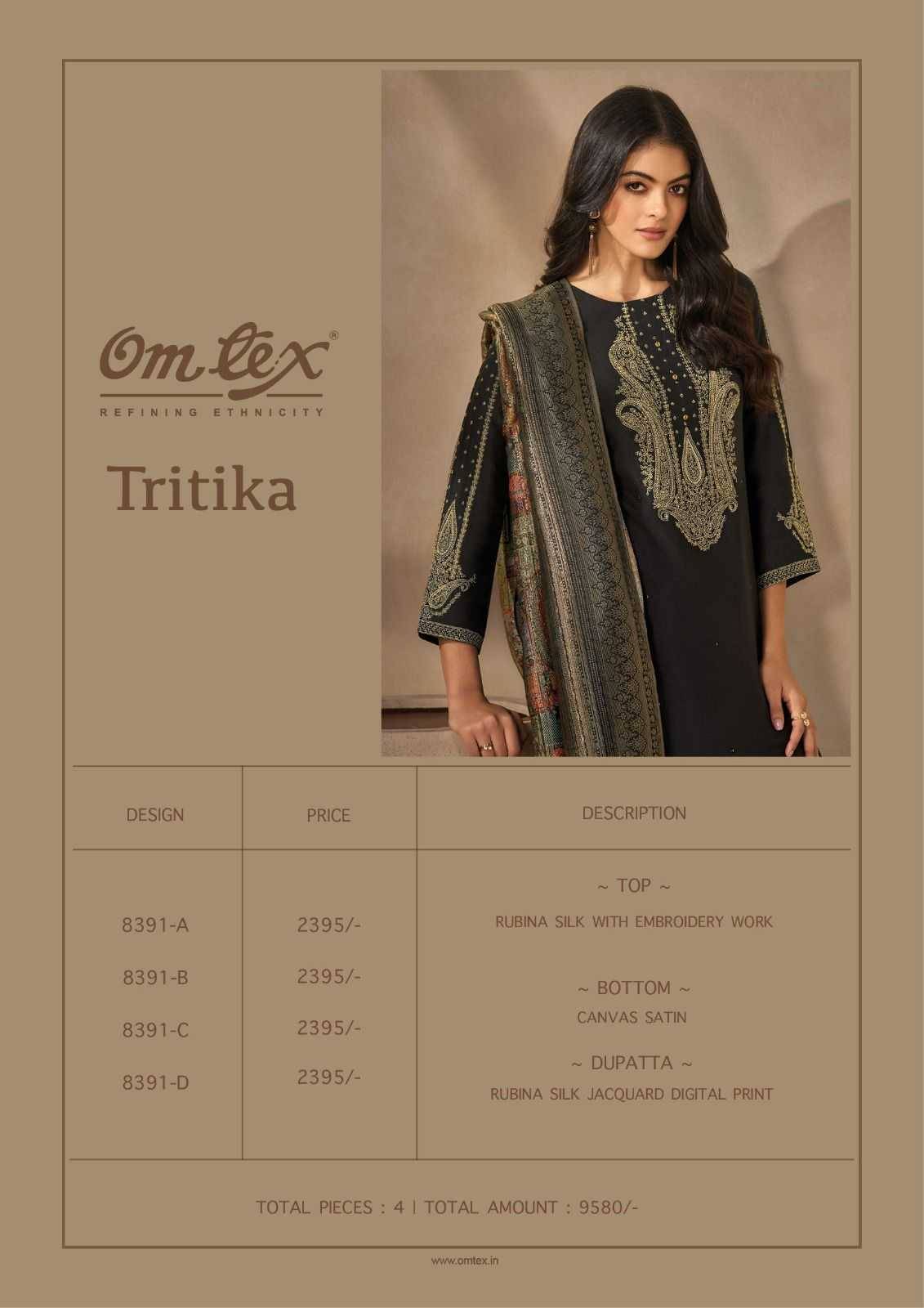 Tritika By Om Tex 8391-A To 8391-D Series Beautiful Festive Suits Colorful Stylish Fancy Casual Wear & Ethnic Wear Silk Print Dresses At Wholesale Price
