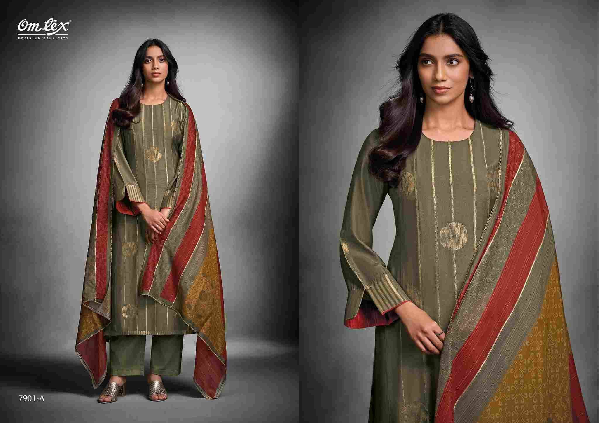 Tisha Trends By Om Tex 7901-A To 7901-D Series Beautiful Festive Suits Colorful Stylish Fancy Casual Wear & Ethnic Wear Muslin Jacquard Print Dresses At Wholesale Price