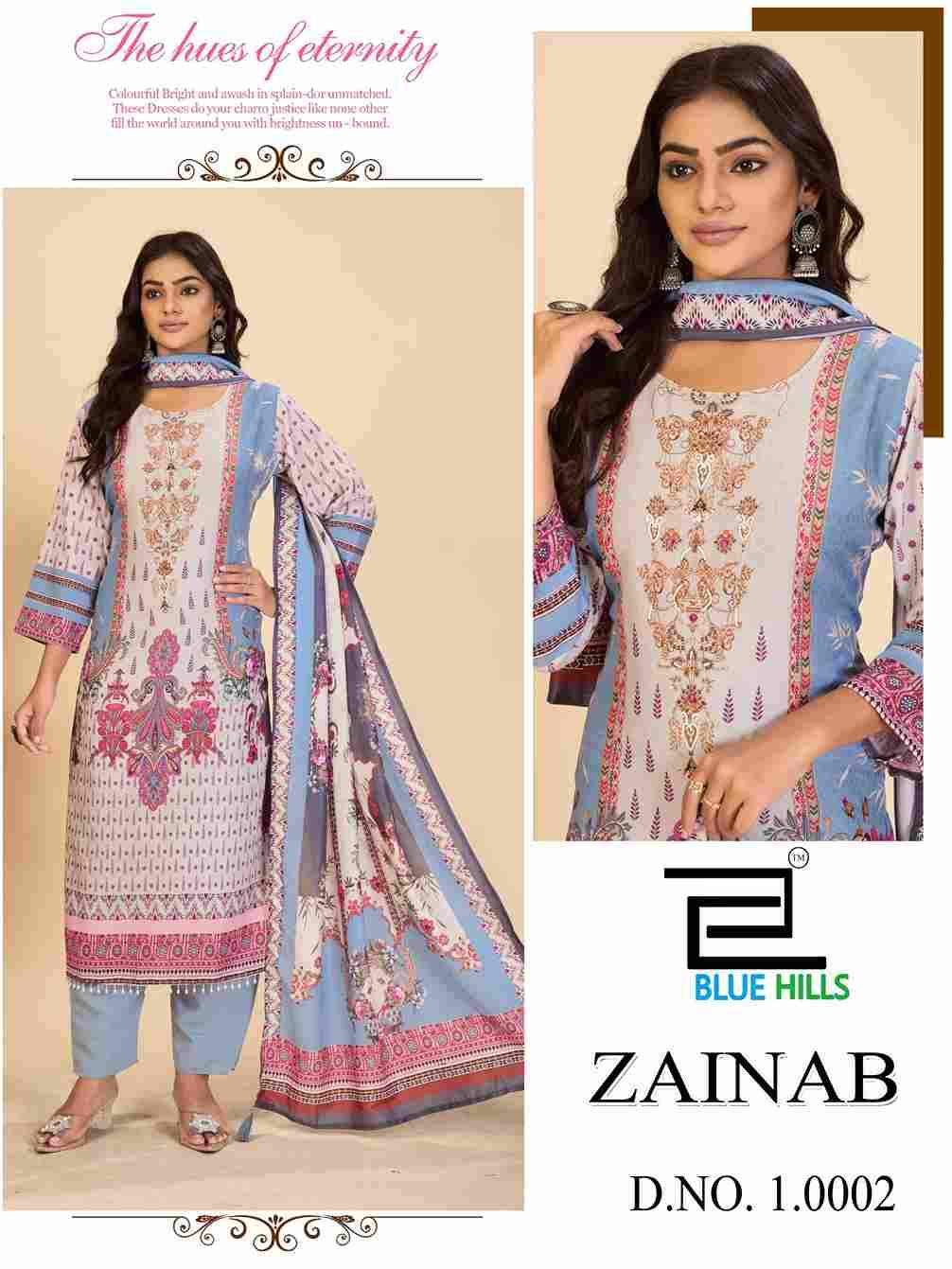 Zainab Vol-10 By Blue Hills 10001 To 10004 Series Designer Festive Suits Beautiful Fancy Colorful Stylish Party Wear & Occasional Wear Pure Muslin Dresses At Wholesale Price