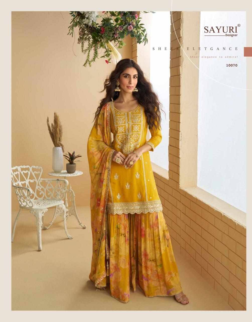 Gulabo By Sayuri 10069 To 10073 Series Beautiful Sharara Suits Colorful Stylish Fancy Casual Wear & Ethnic Wear Chinnon Silk Dresses At Wholesale Price