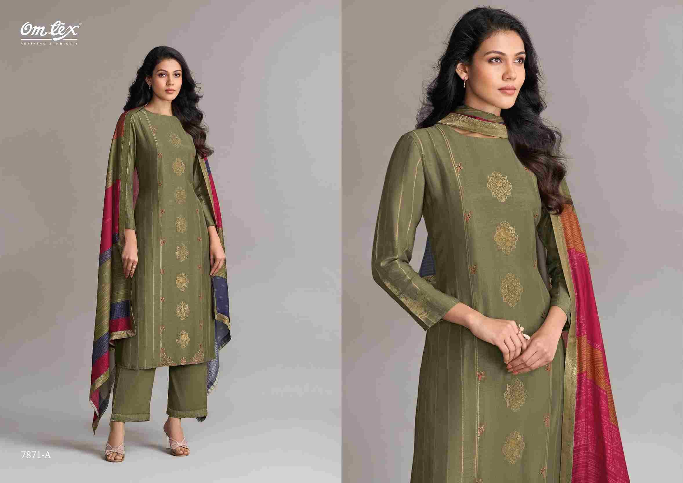 Ruhani Raas By Om Tex 7871-A To 7871-D Series Beautiful Festive Suits Colorful Stylish Fancy Casual Wear & Ethnic Wear Muslin Jacquard Dresses At Wholesale Price