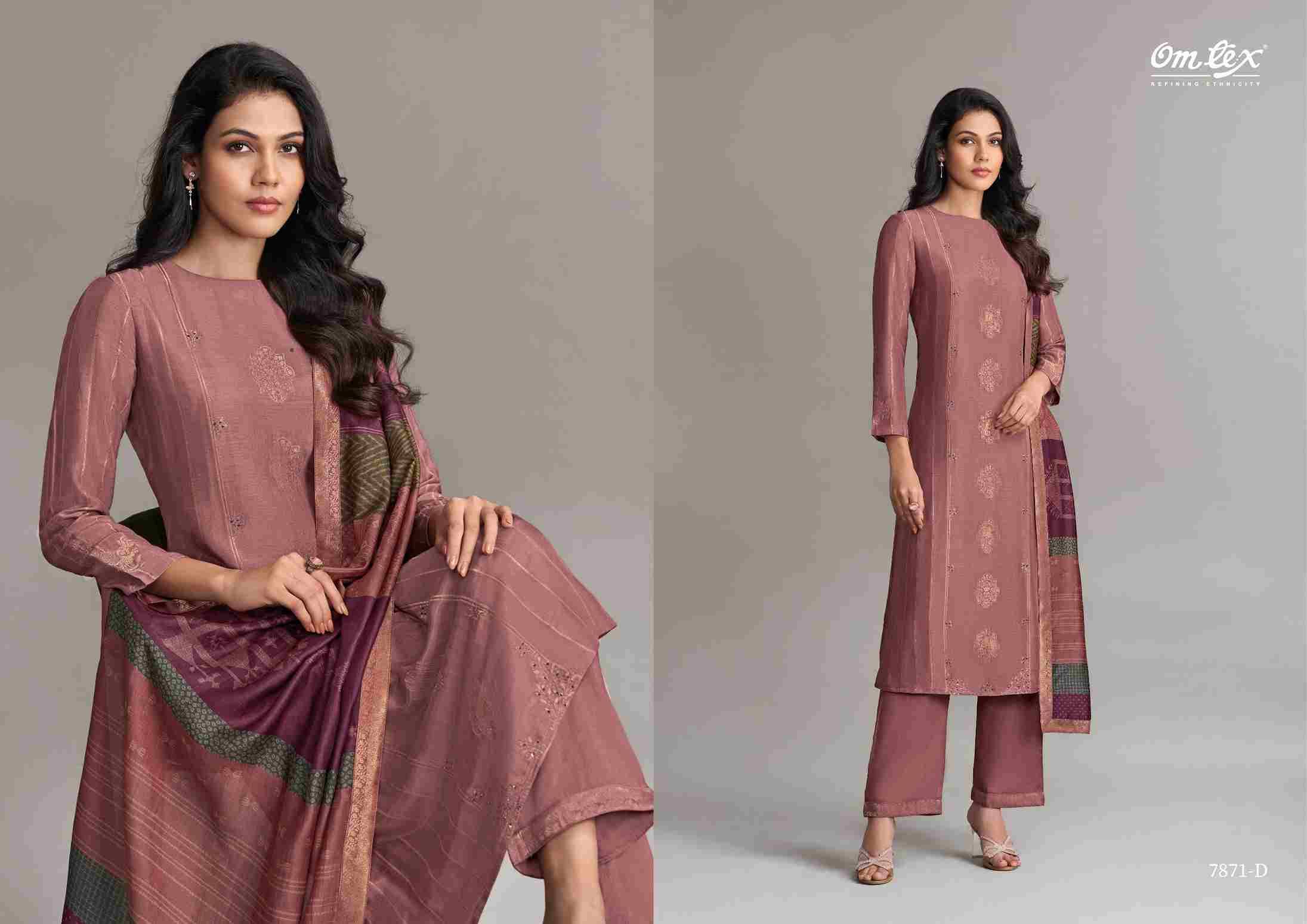 Ruhani Raas By Om Tex 7871-A To 7871-D Series Beautiful Festive Suits Colorful Stylish Fancy Casual Wear & Ethnic Wear Muslin Jacquard Dresses At Wholesale Price