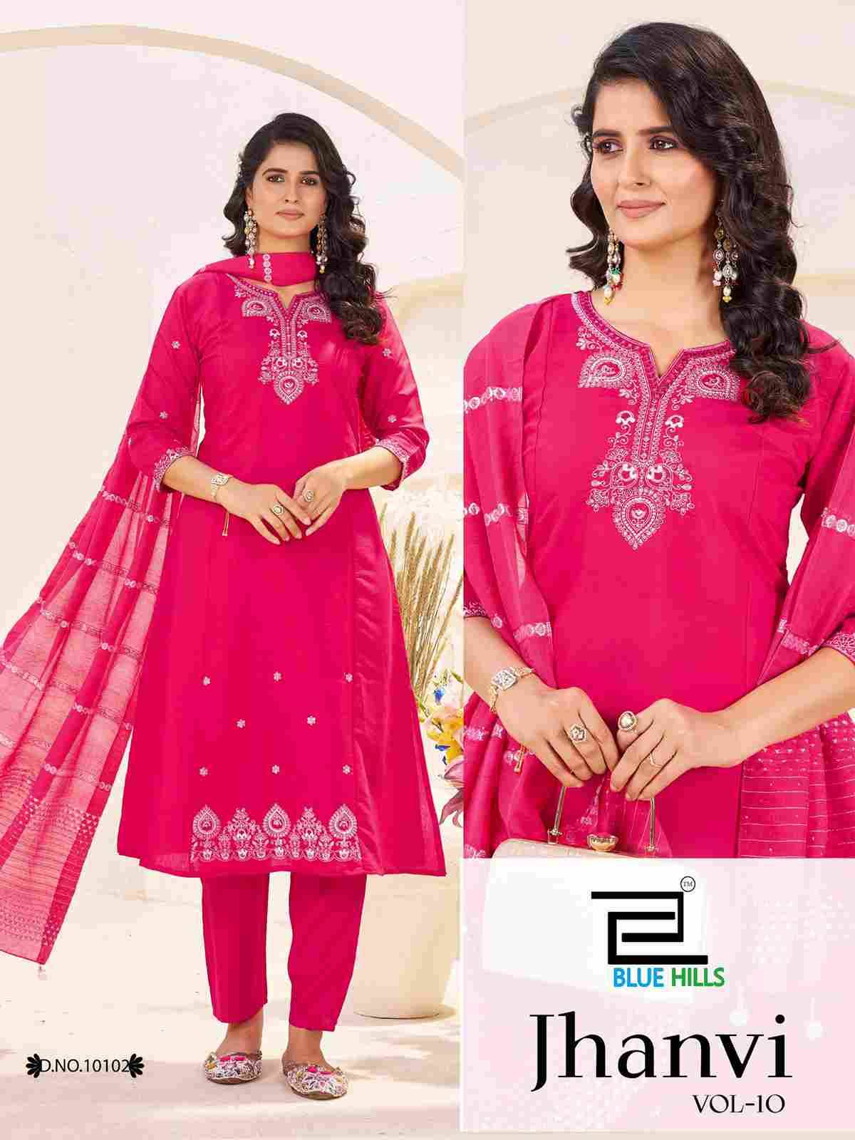Jhanvi Vol-10 By Blue Hills 10101 To 10104 Series Beautiful Stylish Festive Suits Fancy Colorful Casual Wear & Ethnic Wear & Ready To Wear Roman Silk Dresses At Wholesale Price