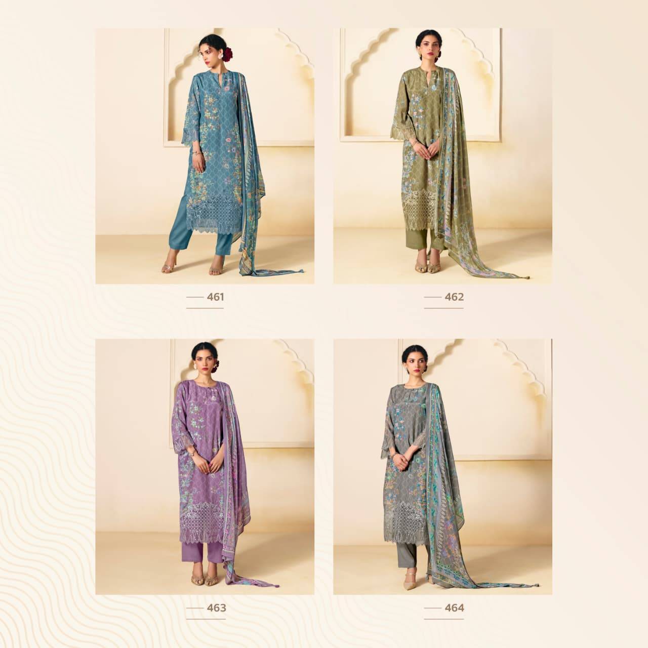 Zara By Sohni 461 To 464 Series Beautiful Suits Colorful Stylish Fancy Casual Wear & Ethnic Wear Pure Muslin Dresses At Wholesale Price
