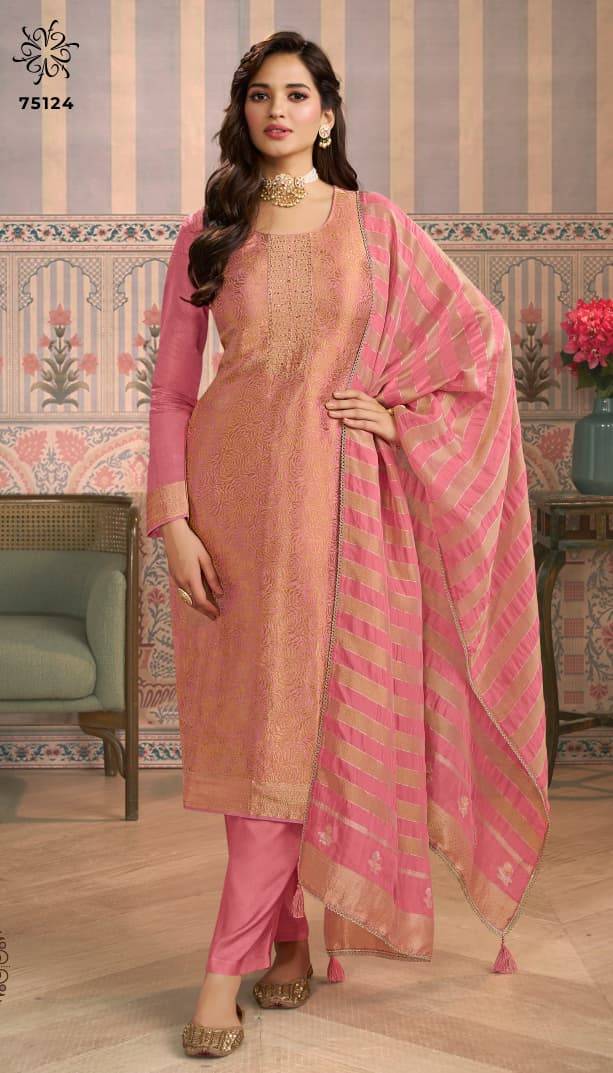 Shardha By Kuleesh 75121 To 75124 Series Designer Festive Suits Collection Beautiful Stylish Fancy Colorful Party Wear & Occasional Wear Simmer Jacquard Dresses At Wholesale Price