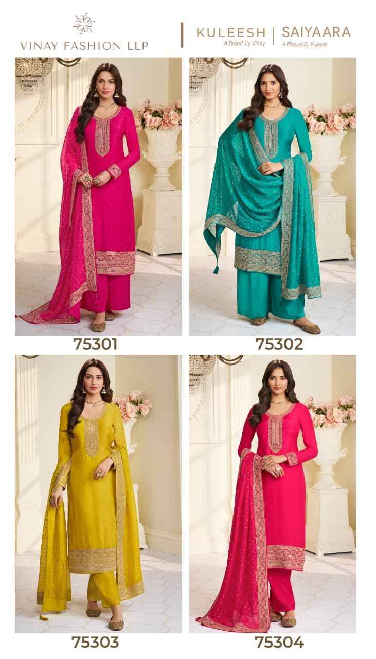 Saiyaara By Vinay Fashion 75301 To 75304 Series Designer Festive Festive Suits Collection Beautiful Stylish Fancy Colorful Party Wear & Occasional Wear Silk Dresses At Wholesale Price