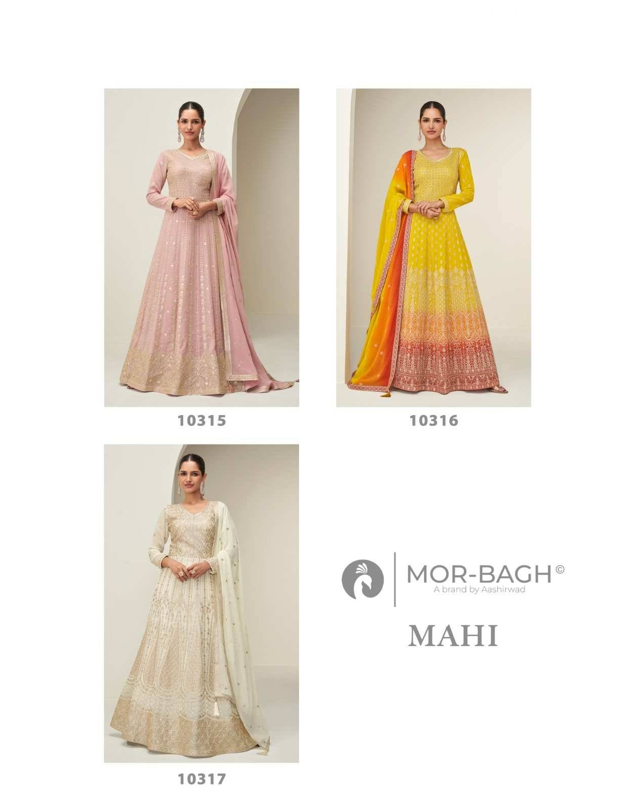 Mahi By Mor-Bagh 10315 To 10317 Series Designer Stylish Fancy Colorful Beautiful Party Wear & Ethnic Wear Collection Premium Georgette Gowns With Dupatta At Wholesale Price