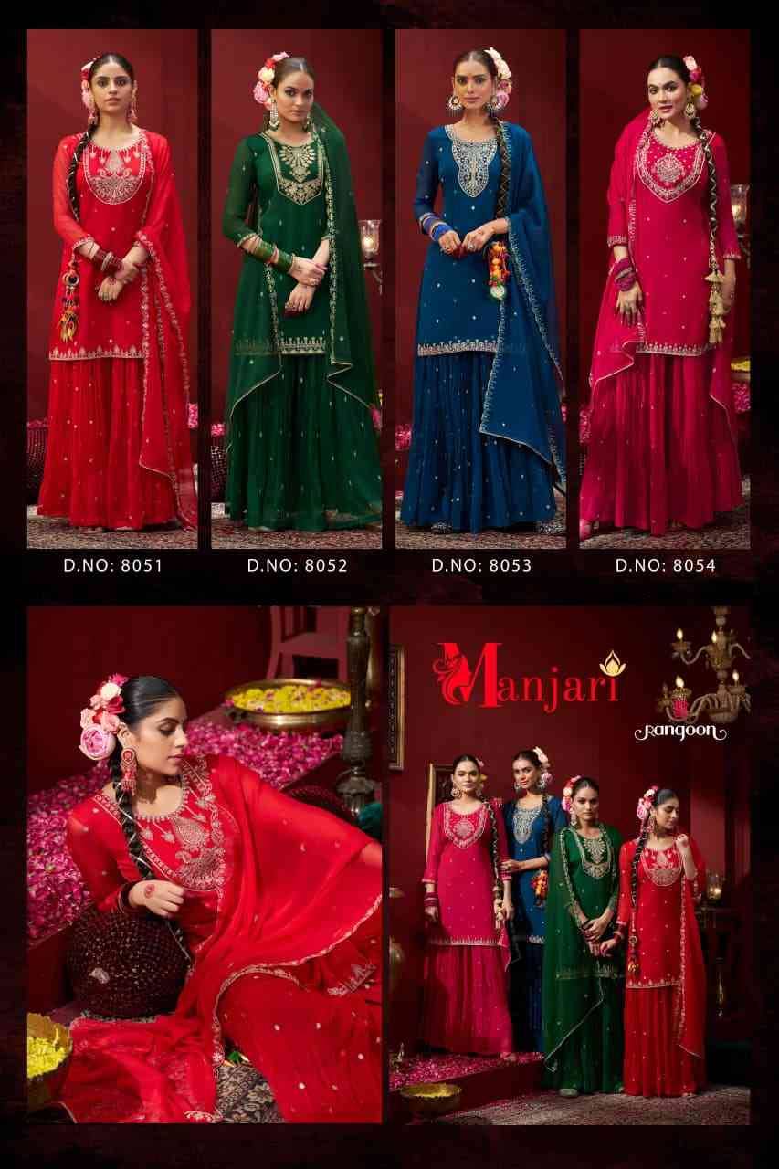 Manjari By Rangoon 8051 To 8054 Series Beautiful Sharara Suits Colorful Stylish Fancy Casual Wear & Ethnic Wear Chiffon Dresses At Wholesale Price