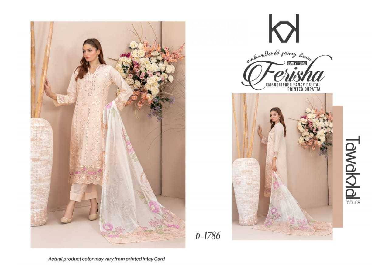 Original Pakistani Ferisha By Tawakkal Fab 1779 To 1788 Series Beautiful Pakistani Suits Colorful Stylish Fancy Casual Wear & Ethnic Wear Lawn Dresses At Wholesale Price