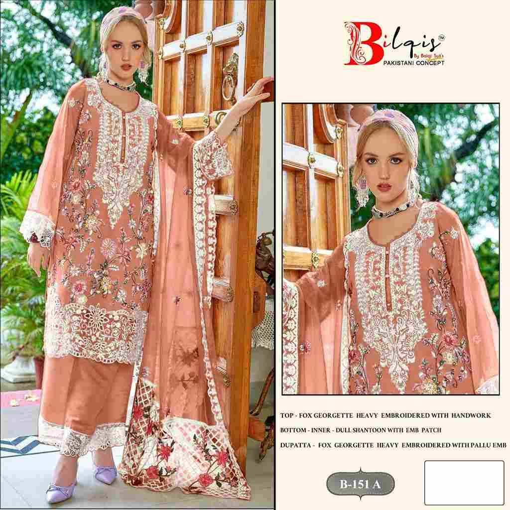 Bilqis 151 Colours By Bilqis 151-A To 151-D Series Beautiful Pakistani Suits Stylish Fancy Colorful Party Wear & Occasional Wear Faux Georgette Embroidery Dresses At Wholesale Price