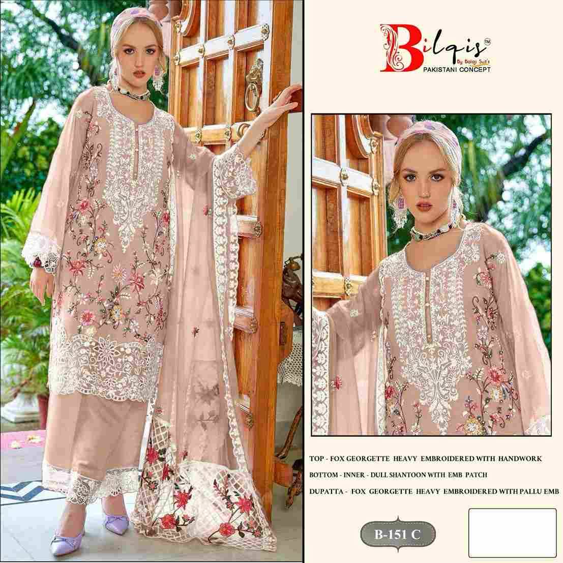Bilqis 151 Colours By Bilqis 151-A To 151-D Series Beautiful Pakistani Suits Stylish Fancy Colorful Party Wear & Occasional Wear Faux Georgette Embroidery Dresses At Wholesale Price
