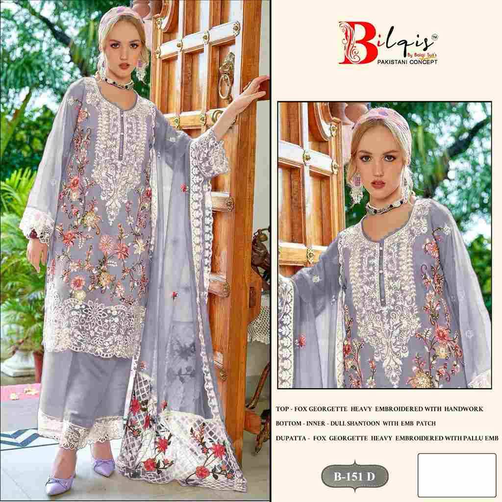 Bilqis 151 Colours By Bilqis 151-A To 151-D Series Beautiful Pakistani Suits Stylish Fancy Colorful Party Wear & Occasional Wear Faux Georgette Embroidery Dresses At Wholesale Price
