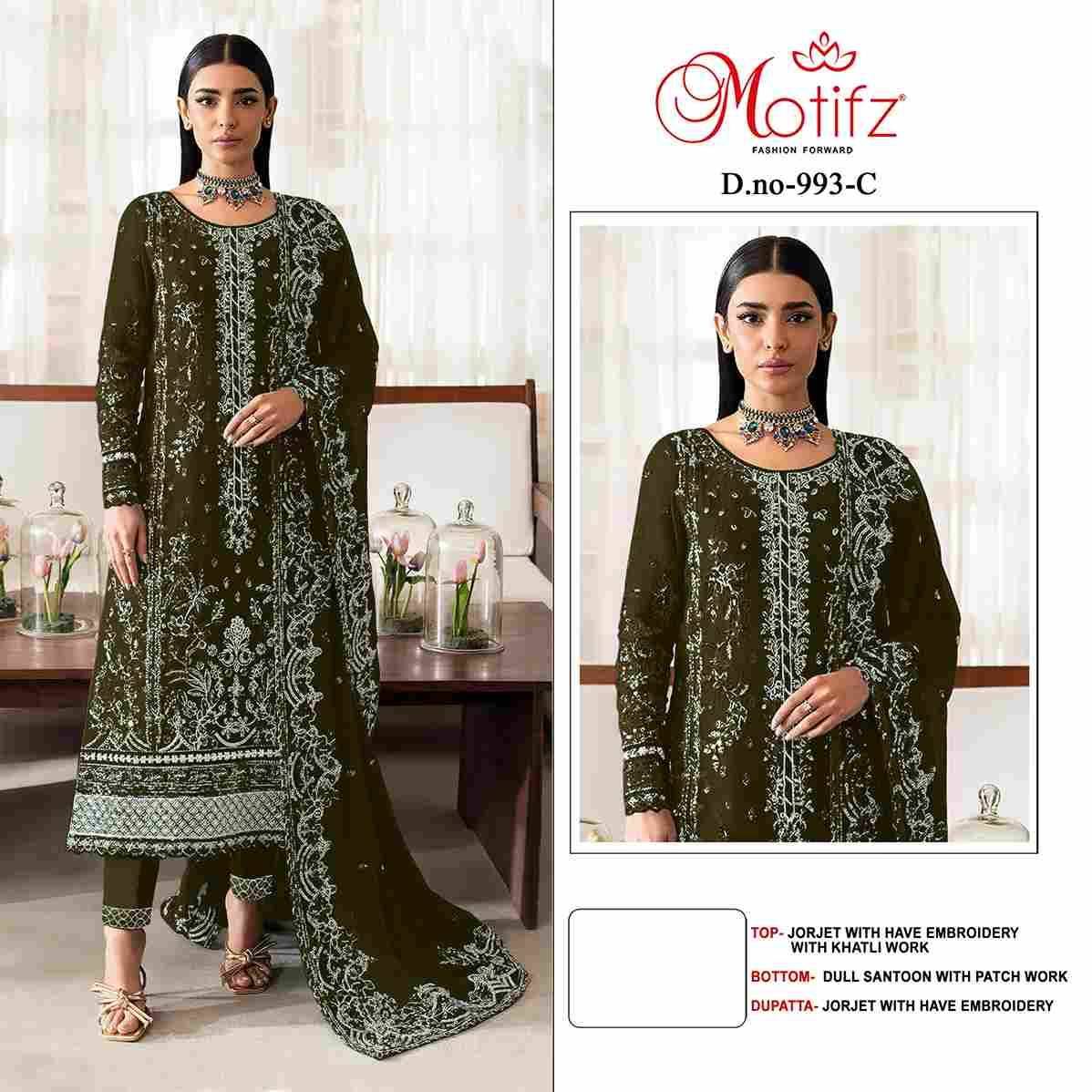 Motifz Hit Design 993 Colours By Motifz 993-A To 993-D Series Beautiful Pakistani Suits Colorful Stylish Fancy Casual Wear & Ethnic Wear Georgette Dresses At Wholesale Price