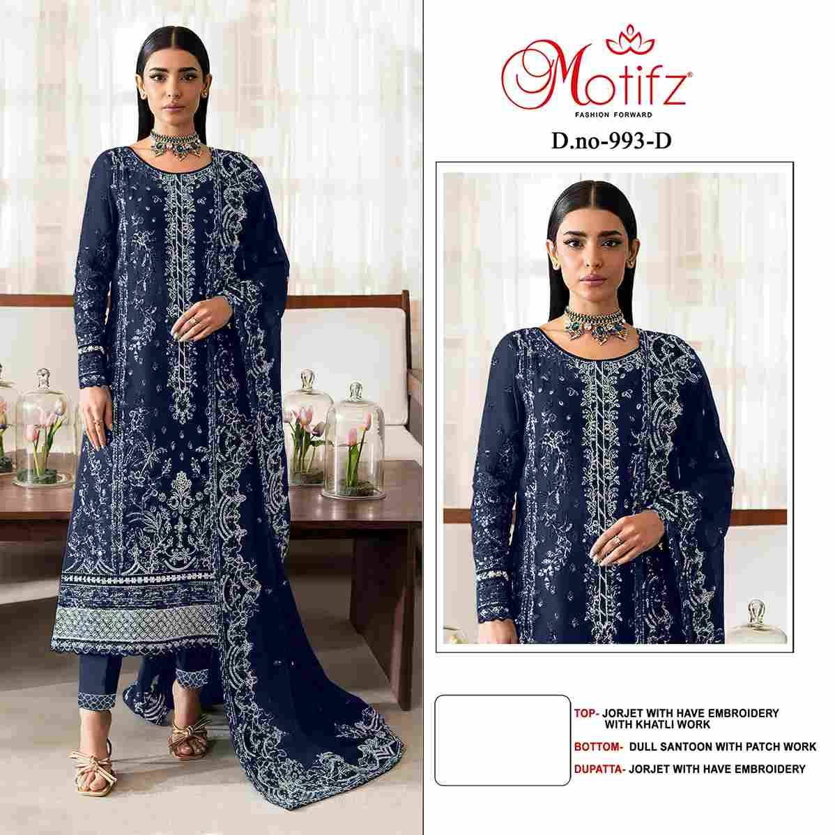 Motifz Hit Design 993 Colours By Motifz 993-A To 993-D Series Beautiful Pakistani Suits Colorful Stylish Fancy Casual Wear & Ethnic Wear Georgette Dresses At Wholesale Price