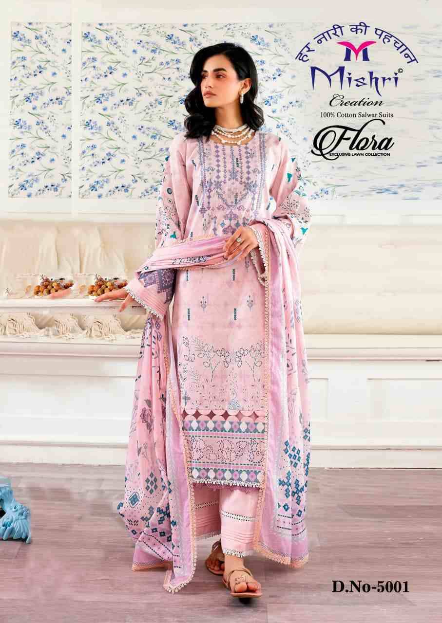 Flora Vol-5 By Mishri 5001 To 5006 Series Beautiful Suits Stylish Colorful Fancy Casual Wear & Ethnic Wear Lawn Cotton Print Dresses At Wholesale Price