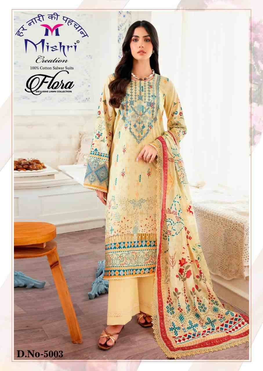 Flora Vol-5 By Mishri 5001 To 5006 Series Beautiful Suits Stylish Colorful Fancy Casual Wear & Ethnic Wear Lawn Cotton Print Dresses At Wholesale Price