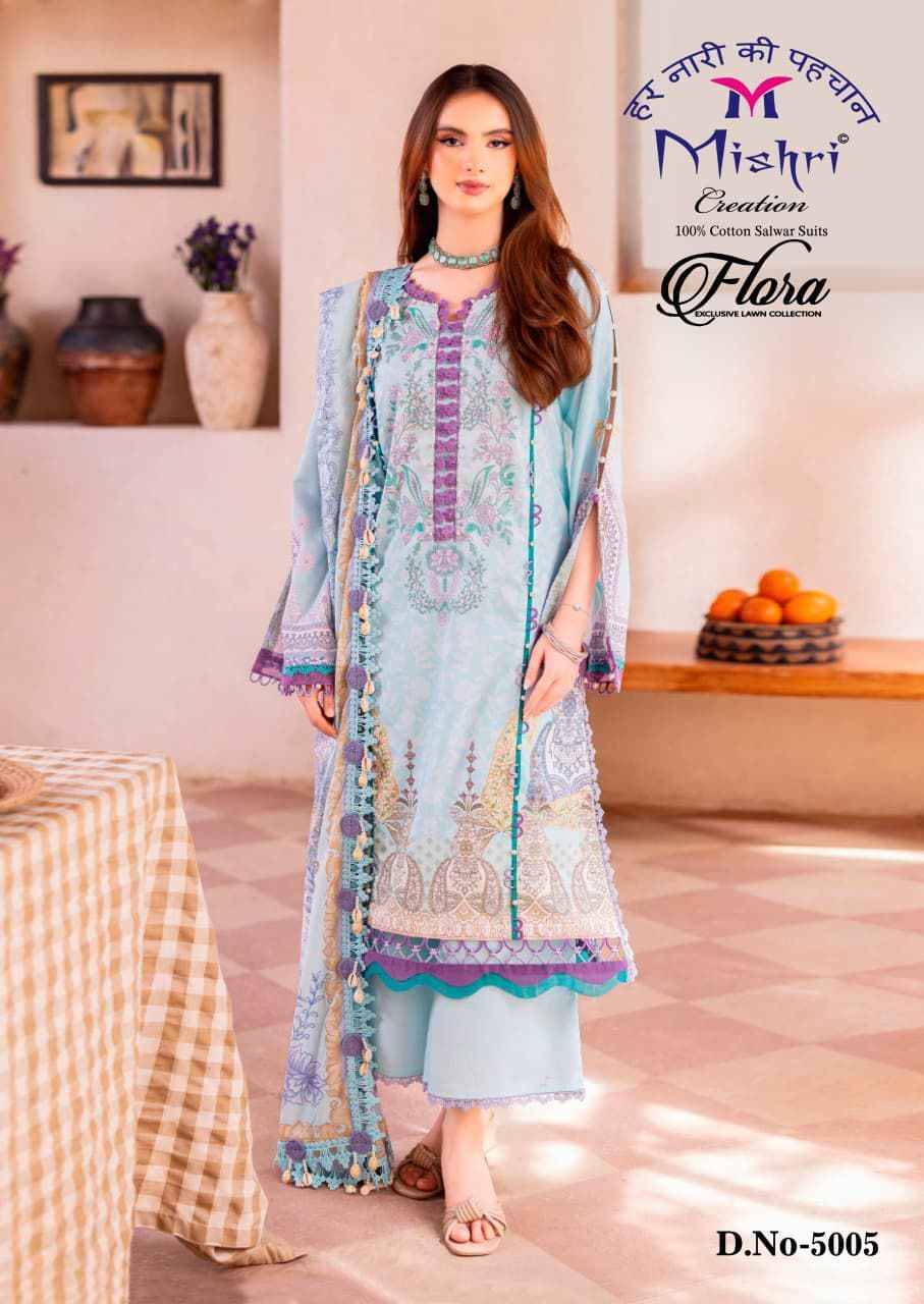 Flora Vol-5 By Mishri 5001 To 5006 Series Beautiful Suits Stylish Colorful Fancy Casual Wear & Ethnic Wear Lawn Cotton Print Dresses At Wholesale Price