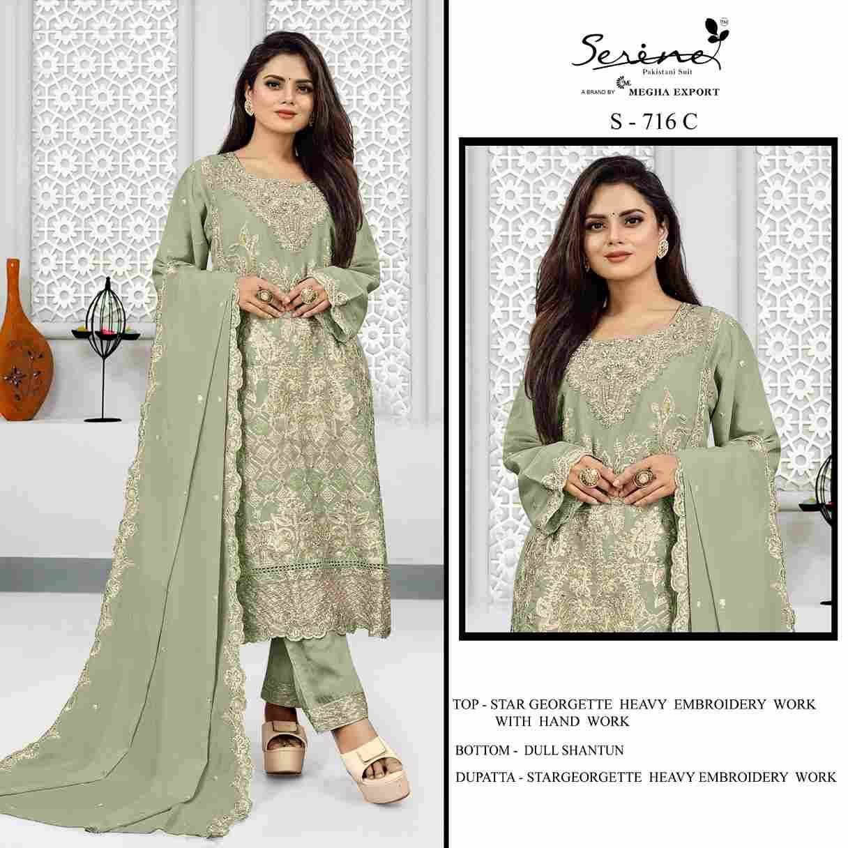 Serene Hit Design S-716 Colours By Serene S-716-A To S-716-D Series Designer Pakistani Suits Beautiful Fancy Colorful Stylish Party Wear & Occasional Wear Georgette Embroidered Dresses At Wholesale Price