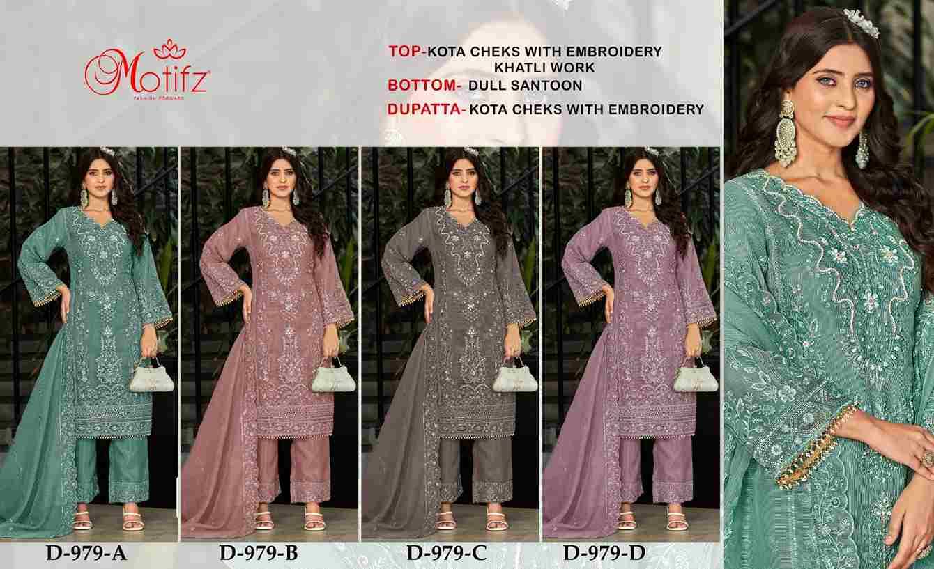 Motifz Hit Design 979 Colours By Motifz 979-A To 979-D Series Beautiful Pakistani Suits Colorful Stylish Fancy Casual Wear & Ethnic Wear Kota Checks Dresses At Wholesale Price