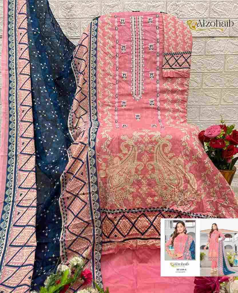 Lamhay Vol-2 By Alzohaib 1318-A To 1319-B Series Beautiful Pakistani Suits Stylish Fancy Colorful Party Wear & Occasional Wear Pure Cotton Print Dresses At Wholesale Price