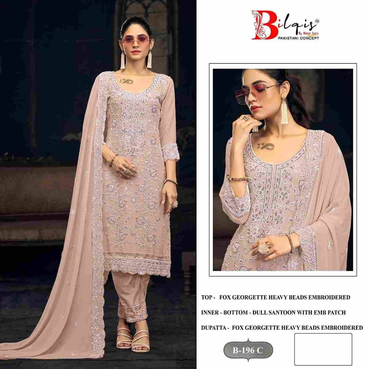 Bilqis 196 Colours By Bilqis 196-A To 196-D Series Beautiful Pakistani Suits Stylish Fancy Colorful Party Wear & Occasional Wear Faux Georgette Embroidery Dresses At Wholesale Price