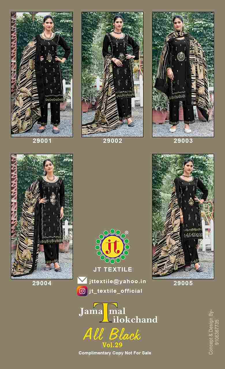 All Black Vol-29 By JT 29001 To 29005 Series Beautiful Festive Suits Colorful Stylish Fancy Casual Wear & Ethnic Wear Rayon Dresses At Wholesale Price