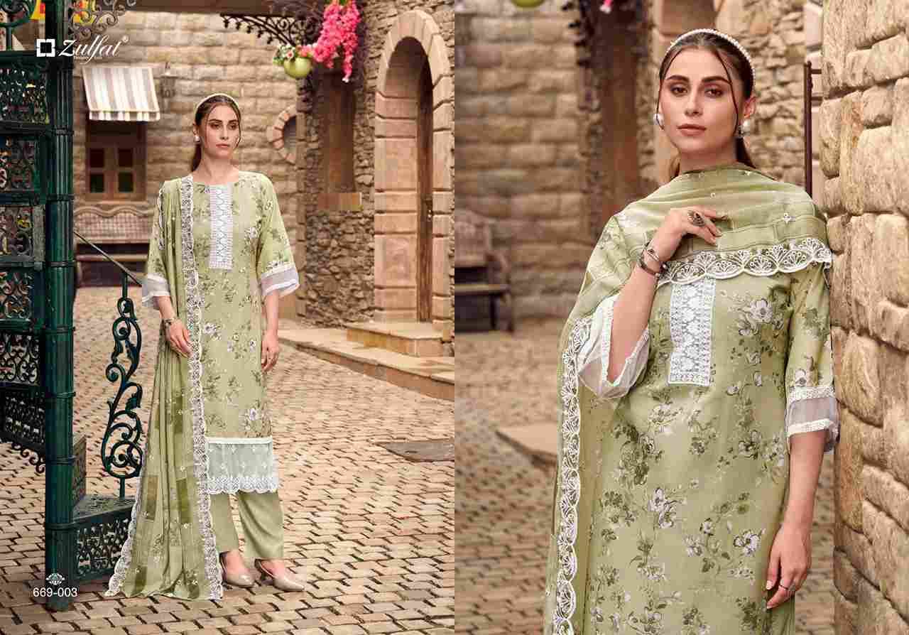 Kiyara By Zulfat 669-001 To 669-006 Series Beautiful Festive Suits Stylish Fancy Colorful Casual Wear & Ethnic Wear Pure Cotton Print Dresses At Wholesale Price