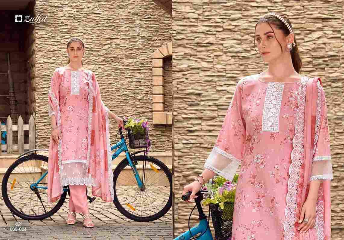 Kiyara By Zulfat 669-001 To 669-006 Series Beautiful Festive Suits Stylish Fancy Colorful Casual Wear & Ethnic Wear Pure Cotton Print Dresses At Wholesale Price