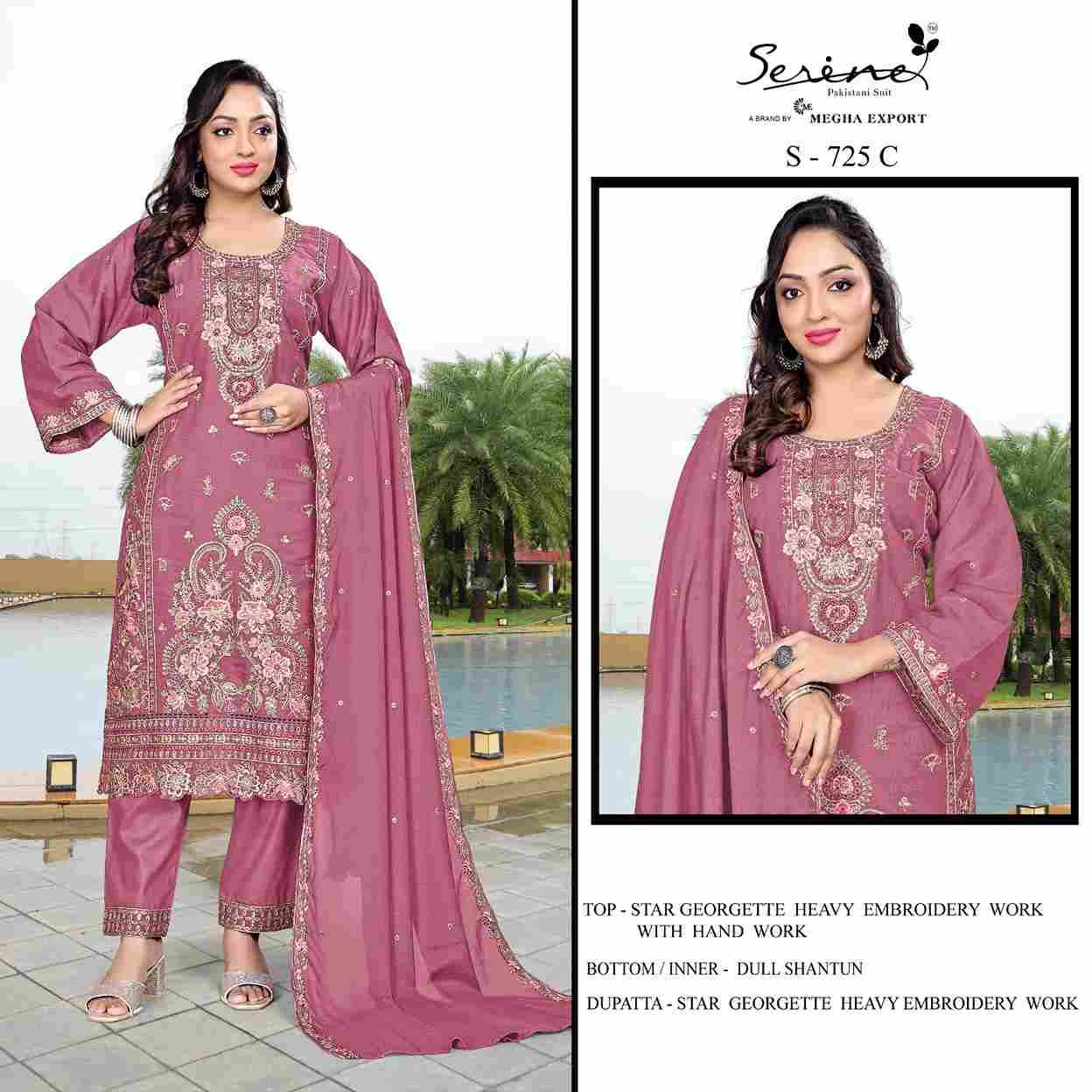 Serene Hit Design S-725 Colours By Serene S-725-A To S-725-D Series Designer Pakistani Suits Beautiful Fancy Colorful Stylish Party Wear & Occasional Wear Georgette Embroidered Dresses At Wholesale Price