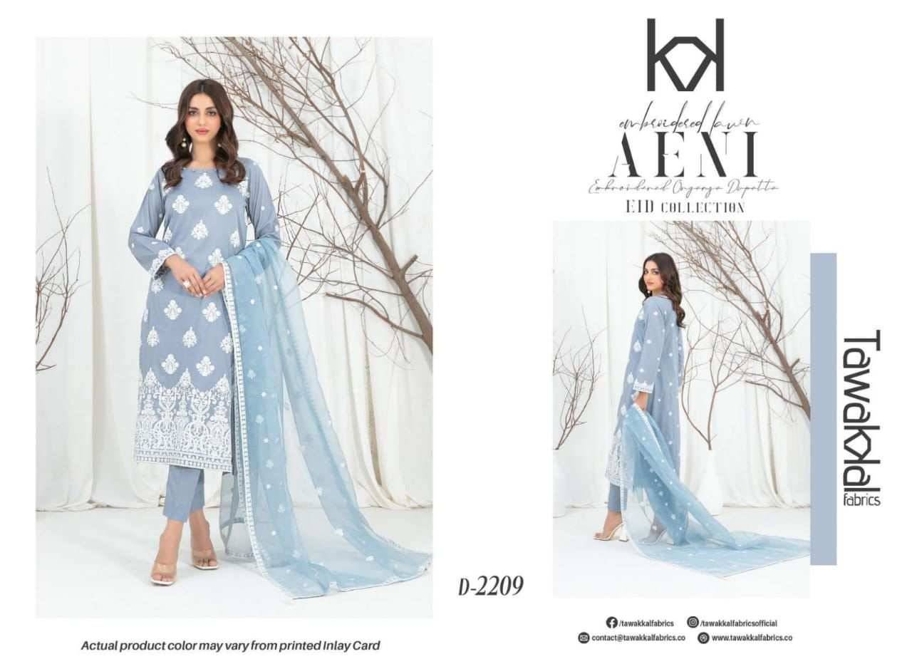 Original Pakistani Aeni By Tawakkal Fab Beautiful Pakistani Suits Colorful Stylish Fancy Casual Wear & Ethnic Wear Lawn Dresses At Wholesale Price