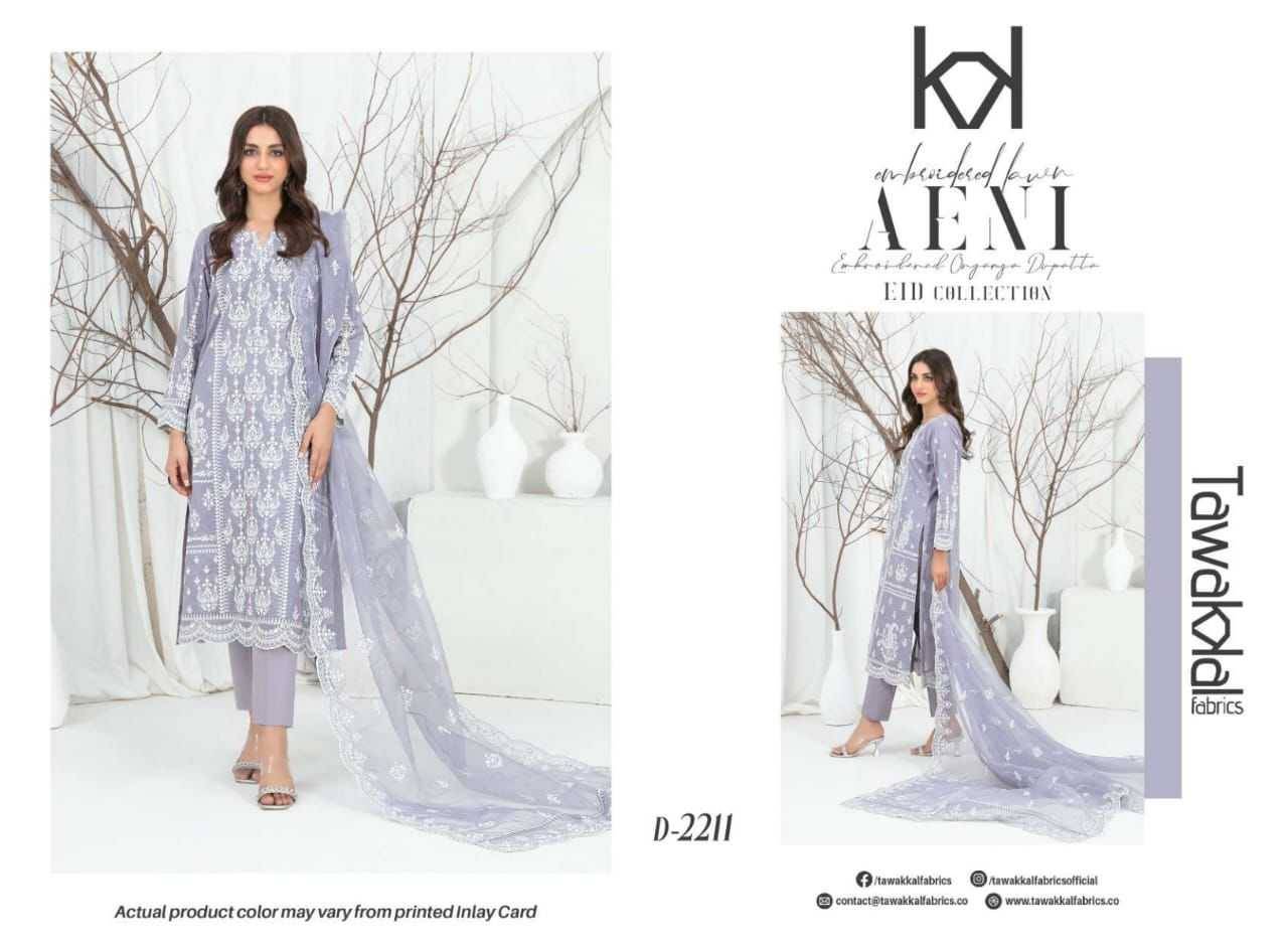 Original Pakistani Aeni By Tawakkal Fab Beautiful Pakistani Suits Colorful Stylish Fancy Casual Wear & Ethnic Wear Lawn Dresses At Wholesale Price