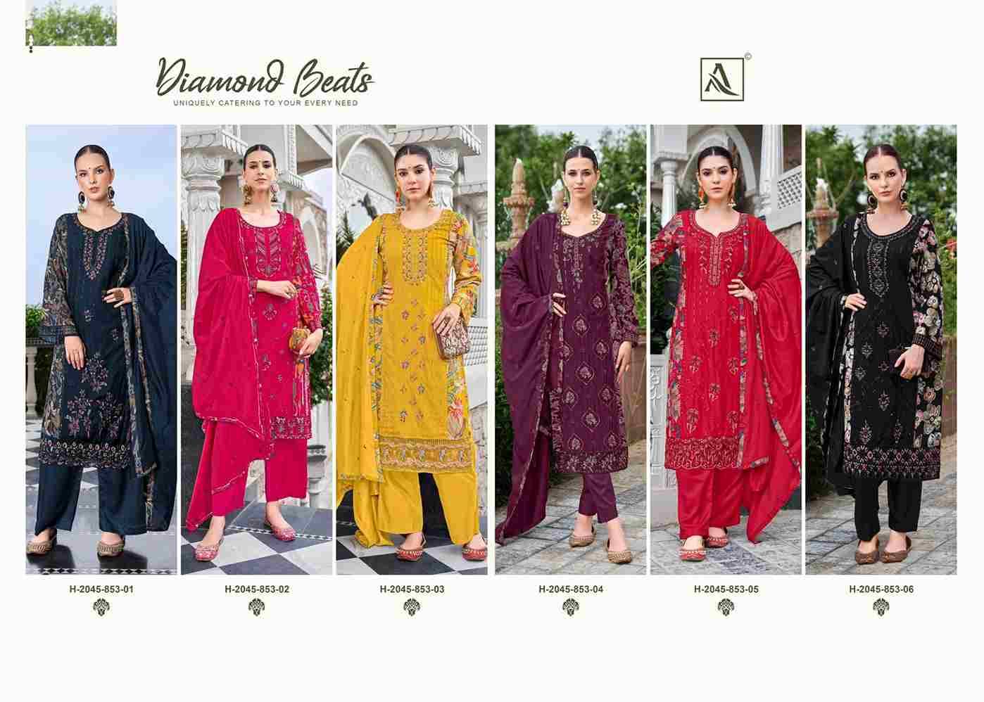 Diamond Beats By Alok Suit 2045-853-01 To 2045-853-06 Series Beautiful Festive Suits Colorful Stylish Fancy Casual Wear & Ethnic Wear Pure Viscose Rayon Dresses At Wholesale Price