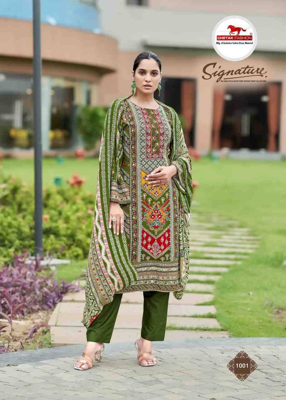 Signature Vol-1 By Chetak Fashion 1001 To 1008 Series Beautiful Festive Suits Colorful Stylish Fancy Casual Wear & Ethnic Wear Viscose Cotton Print Dresses At Wholesale Price