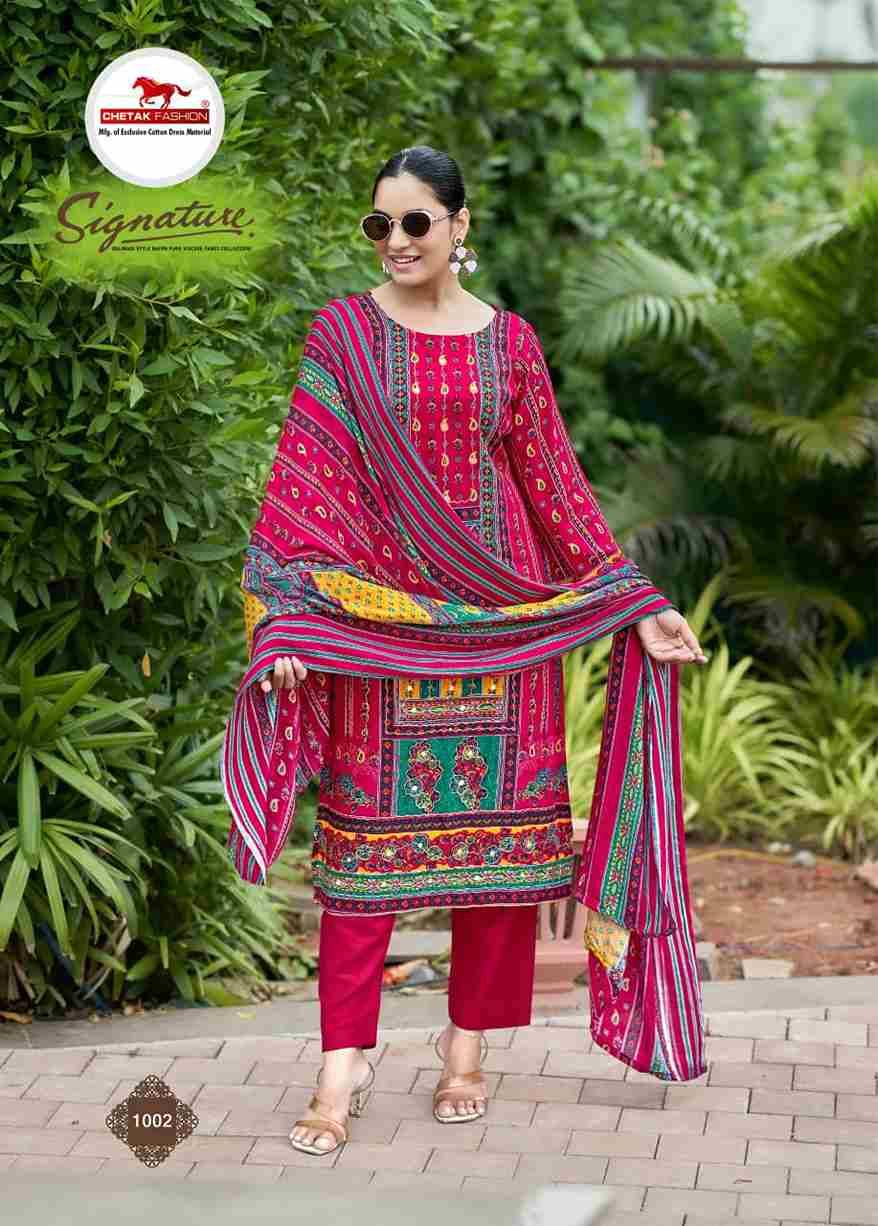 Signature Vol-1 By Chetak Fashion 1001 To 1008 Series Beautiful Festive Suits Colorful Stylish Fancy Casual Wear & Ethnic Wear Viscose Cotton Print Dresses At Wholesale Price