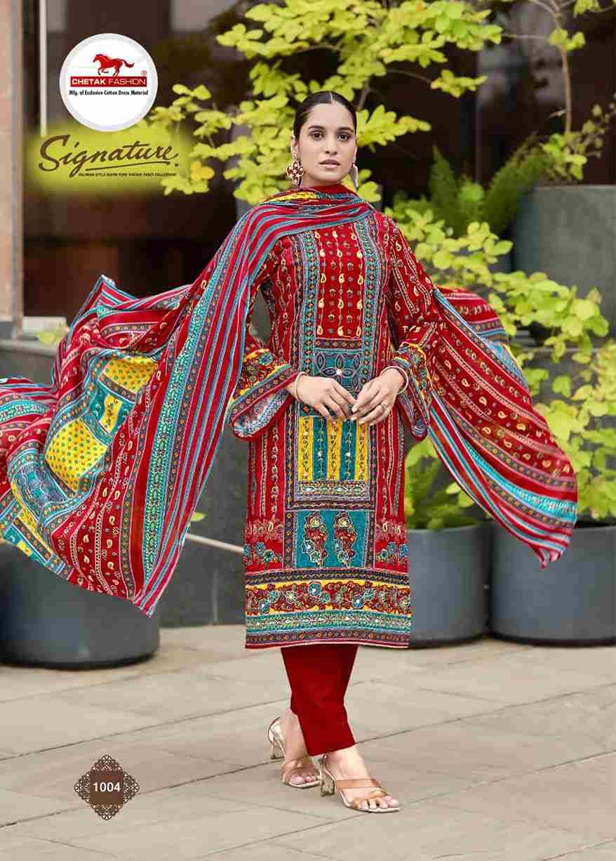 Signature Vol-1 By Chetak Fashion 1001 To 1008 Series Beautiful Festive Suits Colorful Stylish Fancy Casual Wear & Ethnic Wear Viscose Cotton Print Dresses At Wholesale Price